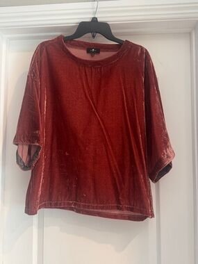 7 For All Mankind Velvet Short-Sleeve Top - Rust Red